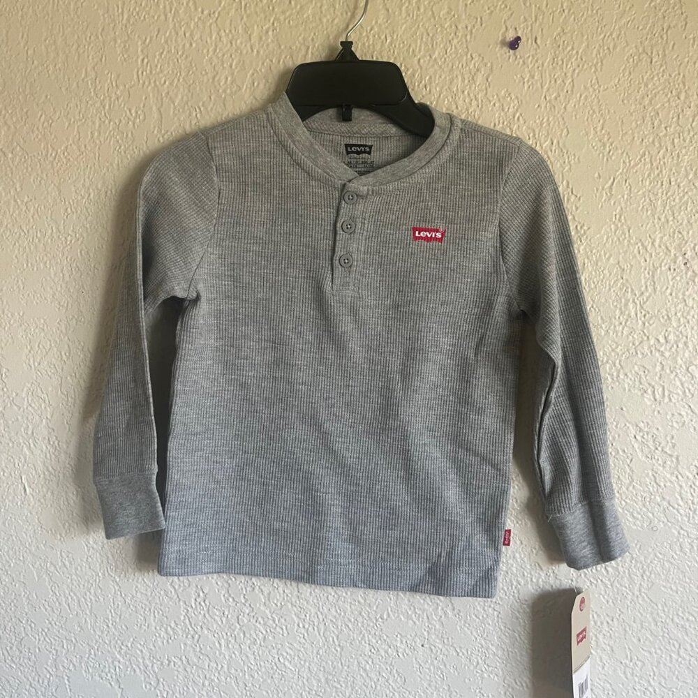 Boys Grey Levi's Waffle Thermal Long Sleeve Tee NWT